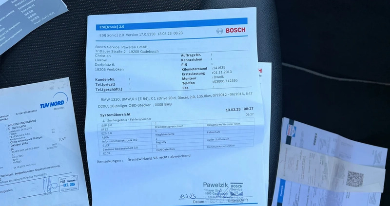 BMW X1 cena 49500 przebieg: 168200, rok produkcji 2013 z Piaseczno małe 781